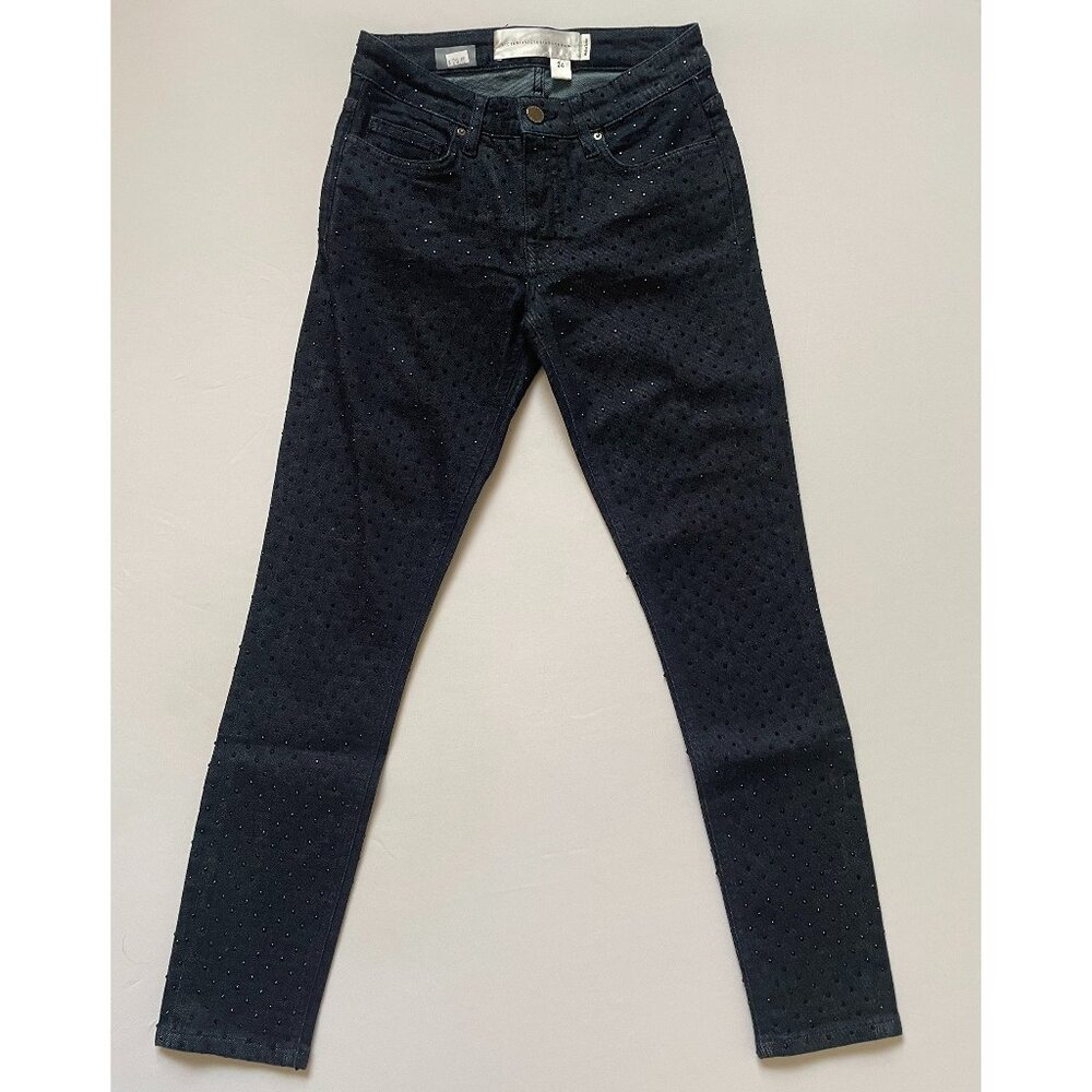 Victoria Beckham Jeans Dark Wash with Black Crystals Size 24 MSRP $495 NEW